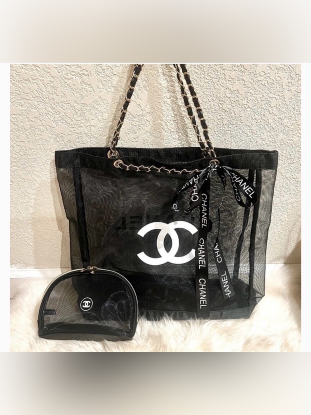 Chanel gift mesh tote bag